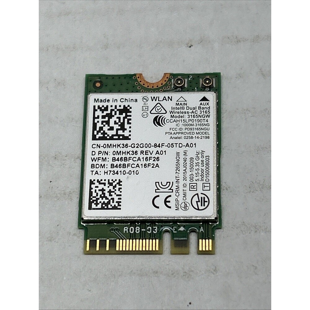 7265NGW - Intel Wireless-AC 802.11ac 867M NGFF Dual Band Wifi+ BT 4.0 Card